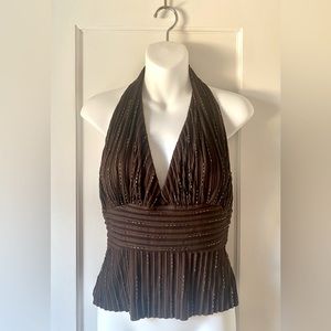 Brown sequined halter top.